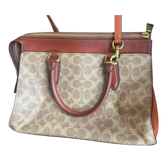 Coach Signature Logo Bond Bag Satchel Coated Canvas Brown Leather Purse 30949 - Picture 8 of 14